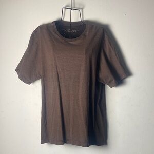 Tasso Elba Brown Striped Short Sleeve Tee